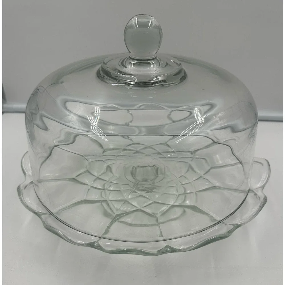 Vintage Glass 12” Pedestal Cake Dessert Stand with Heavy Dome Cover